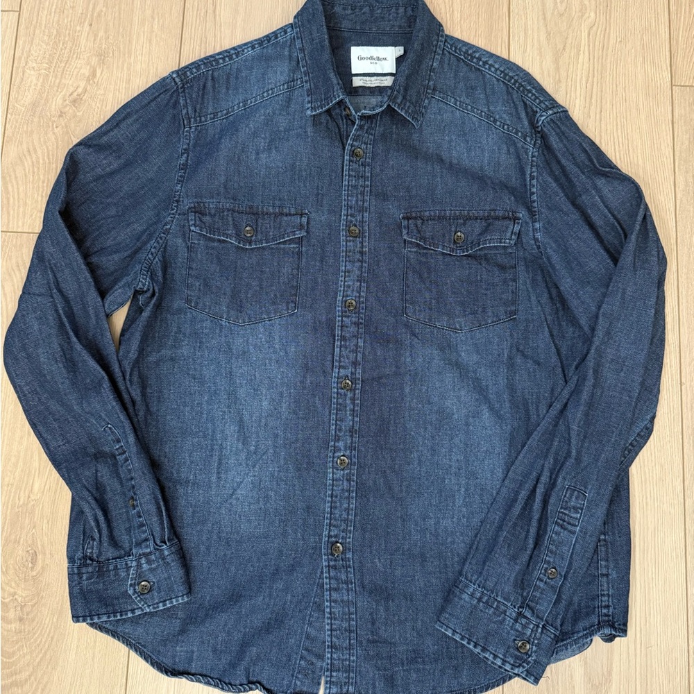 Goodfellow & Co Men's Casual Denim Shirt - Dark Blue